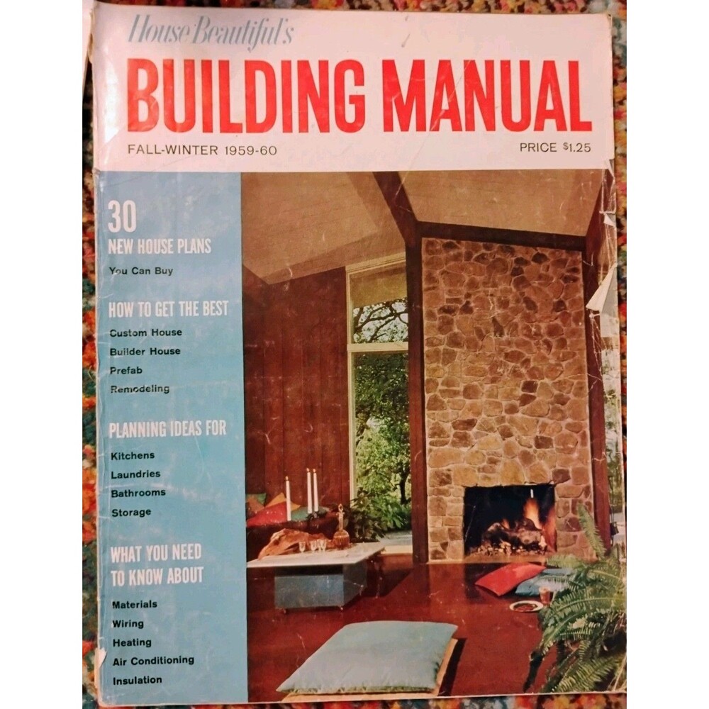 Vtg 1959 1960 House Beautiful Building Manual Magazine Mid Century House Plans